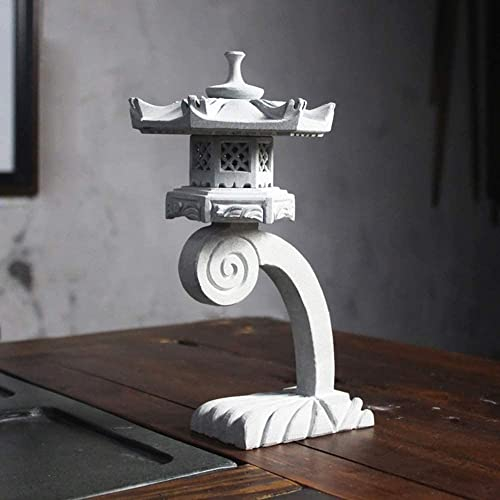 UZOURI Stone Lantern Pagoda Garden Ornament Chinese/Japanese 22Cm Sculpture Lantern Patio Decor