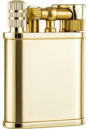 Vintage-Kerosin-Feuerzeug, Retro-Antik-Feuerzeug mit permanentem Streichholz, Radfeuerzeug mit weicher Flamme, Geschenk for Männer (Kraftstoff Nicht im Lieferumfang enthalten) (Color : Gold)