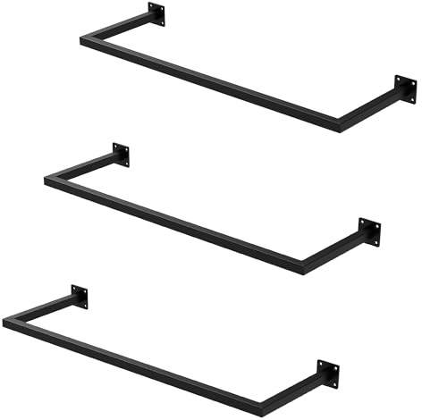 ML-Design Set di 3 Appendiabiti Porta Asciugamani Attacco a Parete 90x30 cm in Acciaio Nero per Bagno Cucina Soggiorno Balcone Camera da Letto Porta Salviette da Muro Salvaspazio Peso Supportato 50 kg