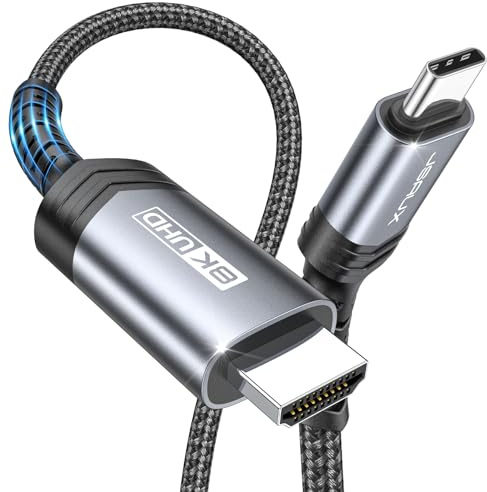 JSAUX USB C zu HDMI 2.1 Kabel [ 8K@60Hz 4K@240Hz ] 6.6 FT Aluminium | Typ C zu HDMI Ultra High Speed geflochtenes Kabel [Thunderbolt 4/3] Unterstützung 48Gbps/HDR/HDCP 2.3 für Laptop, Tablet