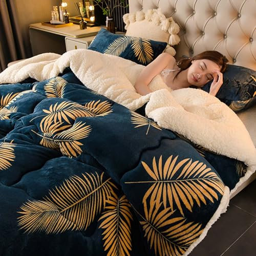 lsxlkha Winter Lamm Samt Stoff Steppdecke,Dicke Steppdecke, Winterdecke,Flauschige Kaschmirdecken,Dicke Lammkaschmirdecke,Lammkaschmir,Doppelseitiger Plüsch 150x200cm 1.75kg