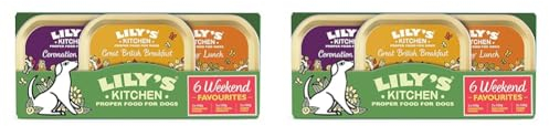 Lily's Kitchen Natural Adult Wet Dog Food Trays Weekend Favourites Mixed Pack 6 x 150g (Pack of 2)