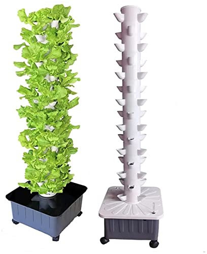 RRraw Torre Idroponica, Sistema di Coltivazione Acquaponica a 45 Fori, Kit di Coltivazione Aeroponica per Torre da Giardino a 15 Piani per Erbe, Frutta E Verdura con Pompa Idratante, Adattatore
