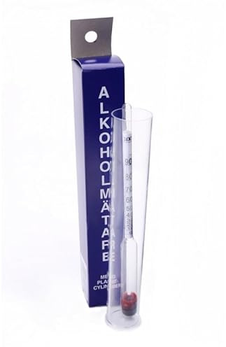 DIAH Do It At Home 0-100% Alcoholometer & Plastic Test Cylinder - Glass Alcohol Hydrometer Kit for Testing Spirits, Moonshine, High Proof Vodka & DIY Distilling