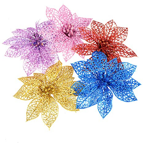 GOOHOCHY 10St künstliche Blumen Weihnachtsbaum künstliche Krippendekoration künstliches para Blumendekor Weihnachtsblumen Weihnachtsbaum Blumen Hohle schmücken Kranz 15c