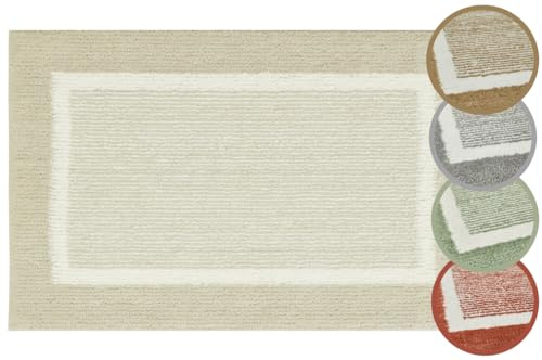 andiamo Badematte rutschfest Maui - Badezimmerteppich weich und flauschig - Duschvorleger für Badezimmer Badteppich rutschfest waschbar 50 x 80 cm Beige