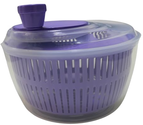 OPTIVICE Plastic 5L Salad Spinner Large | Large Capacity with Plastic mesh and Easy Spin Mechanism Lettuce Spinner | Kitchen Essential Salad Spinners, Fruit Washer, Fruit and Veg wash (Violet)