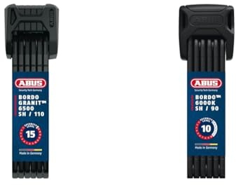ABUS Faltschloss Bordo Granit XPlus 6500 SH mit Halterung & Faltschloss Bordo 6000K mit SH-Schlosshalter