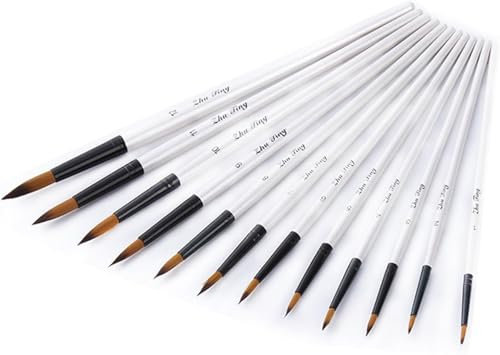 Künstlerpinsel Set, DOITEM 12 Stück Nylon Spitzpinsel Runde feine Pinsel Malen Pinsel für Malerei Aquarell Ölmalerei Ölfarben Bürste, Weiß