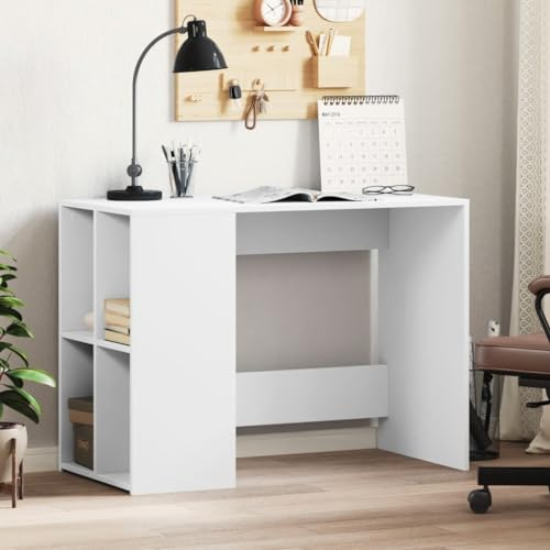 CIADAZ Schreibtisch Weiß 102x50x75 cm Holzwerkstoff, Gaming Tisch, Computertisch, Computer Desk, Office Table, Bürotisch, Arbeitstisch, Nähtisch, Pc Tisch - 840541