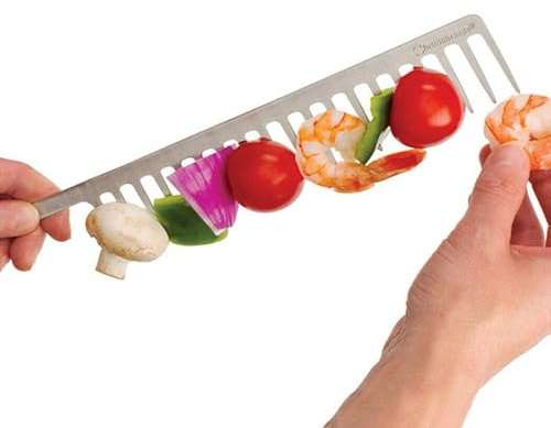 Brochettes pour griller,Brochettes en métal - Brochettes de brochettes à peigne long,Bâtons longs pour kebab à peigne résistants, bâtons en forme de peigne pour grillades efficaces