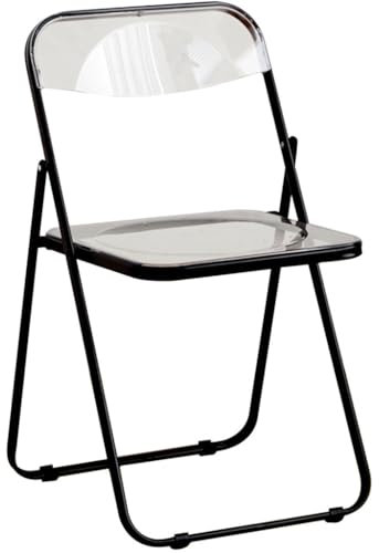 Besucherstuhl Klappbar Klappstuhl Büro Mode Kreative Farbe Transparent Klappstühle, Café-Dekoration Empfangsstuhl, Make-up-Stuhl, Tragfähigkeit 100 Kg(Schwarz)