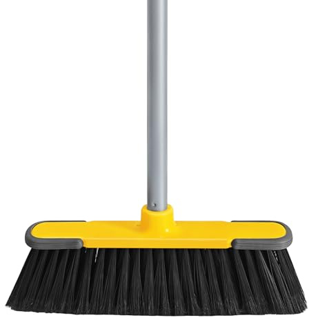 Yellow Indoor Broom 54 Long Handle House Brooms for Floor Cleaning Sweeping Broom for Kitchen, Garage, Lobby, Patio and Garden