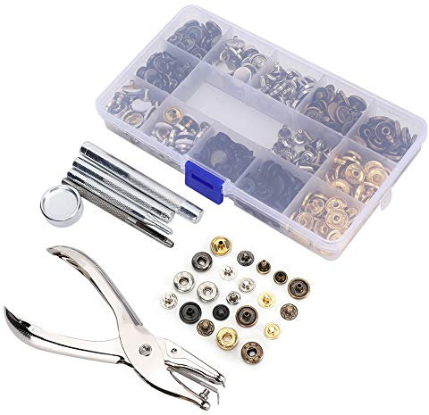 Juego de Alicates para Botones de Metal de + Botones de Remache de 12,5 Mm, 140 Botones de Latón para Decoración de Ropa