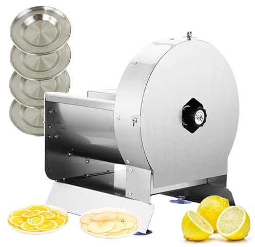 forplubossmmp Electric Food Slicer, Commercial Vegetable Shredder Machine w/Stainless Steel Blades, Adjustable Dial for 0-13mm, Vegetable Fruit Slicer Salad Slicer for Cut Orange/Apple/Carrot,round