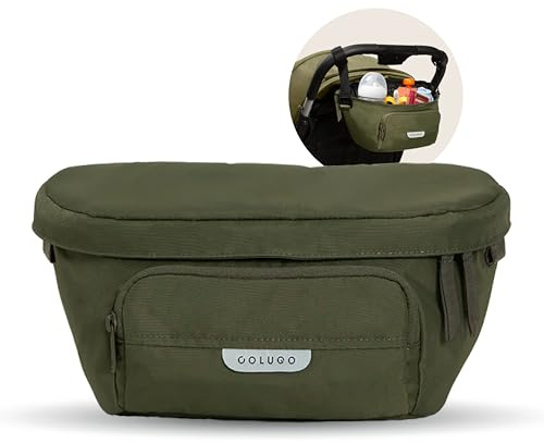 Colugo On-The-Go Stroller Organizer Insert with Zipper, Caddy with Cup Holder, Stroller Accessories for Parents specially designed to fit to your stroller with Non Slip Straps (Olive)
