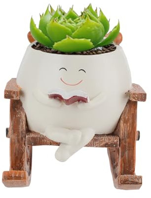 YRYUNRUI Blumentöpfe mit Schaukel Gesicht, süß Blumentopf, Plantagotchi übertöpfe für zimmerpflanzen, Harz Sukkulenten Pflanzgefäße für Außen Innen, Geschenkideen für die Mutter