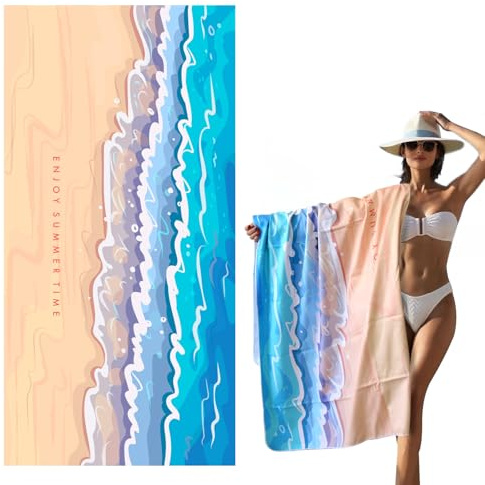 KUIRUNRX® Toalla de Playa de Microfibra, 160 x 80 cm Toallas de Playa Toalla de Baño para Deportes, Viajes, Natación, Playa, Picnic, Yoga o Baño