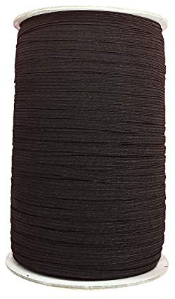 Banda elástica plana de 6 mm, cordón elástico trenzado negro de 100 m para costura, manualidades, costura, mercería y ropa, correa elástica de goma de poliéster duradera, color negro