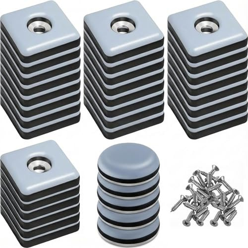 46 feltrini in teflon da avvitare, 25 mm: feltrini in teflon, autoadesivi con viti in acciaio inox, in plastica, per sedie, poltrone, mobili