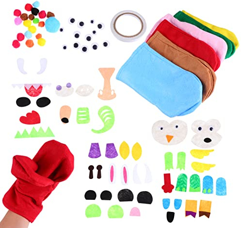 CLISPEED Handpuppen Bastelset Mit Filzmaterial Für DIY-handpuppen-Set Filzpuppen Für Kinderinteraktion DIY-filzhandwerk Mit Accessoires Für Eltern-Junge Mädchen-aktivitäten