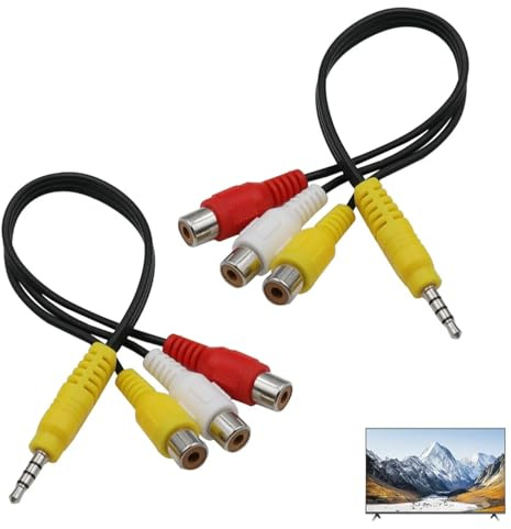 3,5 mm auf Cinch-Adapter, TV-AV-Konverterkabel – 3 Cinch-Buchsen auf 3,5 mm Stecker, Audio-Video-Splitter für Samsung/Sony/TCL HDTV, Heimkino
