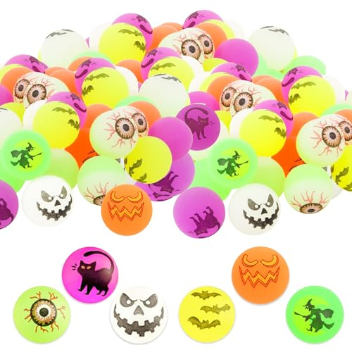 20 Stück Halloween Luminous Flummi für Kinder, Halloween Flummi Im Dunkeln Leuchtende Springende Bälle, Gummiball Springball Hüpfball, für Hallowee-n Party Süßes oder Saures Mitgebsel Geschenk (32mm)