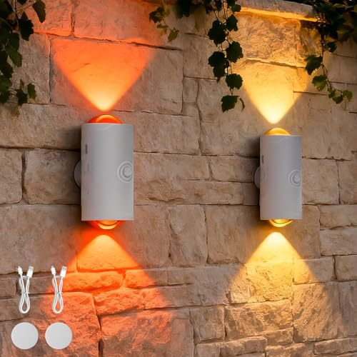 GBKDQQ 2 Stück Wandleuchte mit Bewegungsmelder Innen, Kabellose Wandlampe, 7 Lichtfarben LED Wandlampe Akku, Magnetisches Nachtlicht für Flur, Treppen, Küche, Wohnzimmer, Schlafzimmer, Bad