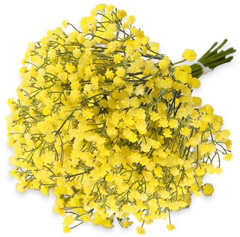 10 Tallos de Flores Artificiales Amarillas, Spray de Gypsophila Babys Breath, Ramo Artificial para Manualidades, Centros de Mesa y Decoraciones de Fiesta