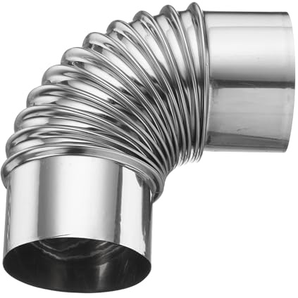 PATIKIL Tubo per stufa a 90 gradi, 80 mm, in acciaio inox, prolunga per canna fumaria, con nastro in alluminio, per stufe da campeggio, scaldabagno, scarico fumi