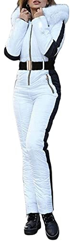 JiJiRuDU Tuta da Sci Donna Due Pezzi Giacca Termica da Camminata Donna Impermeabile con Colletto Rimovibile Tuta da Sci con Cerniera Morbida per Sport all'Aria