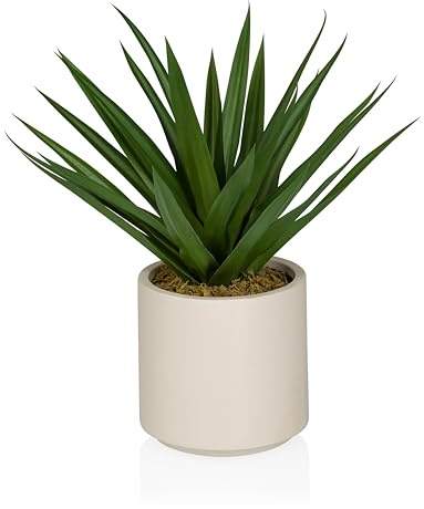 hjh OFFICE Kunstpflanze Agave, ca. 45 cm – täuschend echte Nachbildung, hochwertiger Kunststoff- & Textilmix, immergrün & pflegefrei, ideal für Büro, Wohnzimmer & Dekoration