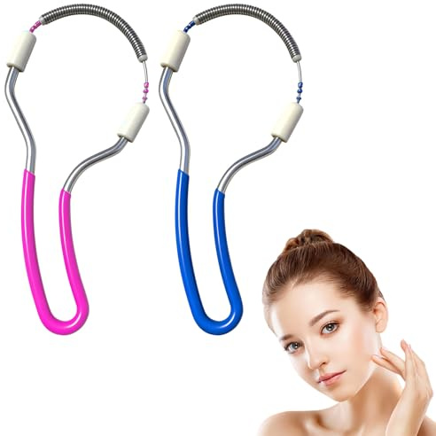 Gesichtshaarentferner,2 Stück Gesichtsepilierer,Gesichtshaarentferner für Frauen,Manueller Tragbarer Epilierer,für Gesichtshaarentfernung Stirn Wange Oberlippe(Pink und Blau)