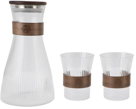 Fdit Jarra de Mesita de Noche con Tapa, Jarra de Vidrio Resistente Al Calor y Al Frío de 1600ml para Club Tea House, Acero Inoxidable