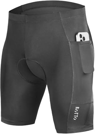 ROTTO Mens Cycling Shorts Padded Bike Shorts with 3D Pad & Side Pockets for Road Biking Mountain Riding
