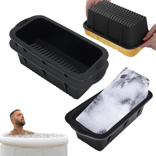 SKIKHN Bandejas Grandes para Cubitos de Hielo,4 Cubitera Silicona,Cubiteras para Hielo Grande,Moldes para Cubitos Hielos XXL,Reutilizables Moldes Grandes para Congelador para Baño Hielos,Bañera Negro