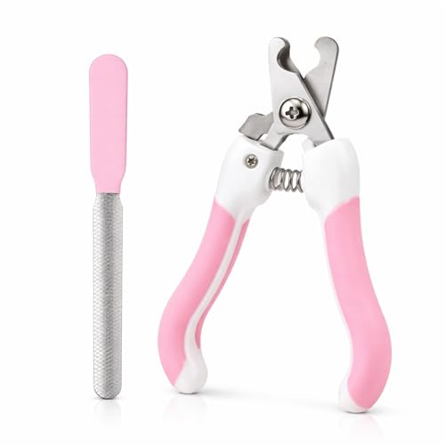 Coupe-Griffes pour Chien, Chat et Petits Animaux, Coupe-Ongles Efficace Avec Securité, Coupe Ongle des Chiens & Chats, Pince Griffe Chien, Coupe Ongle Chat, Ciseaux Griffe + Lime à Ongles (Rose)