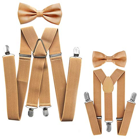 axy Vater-Sohn Partnerlook Hosenträger mit Fliege Set für Herren-Damen-Kinder 1-7 Jahre alt Fotoshooting Familien Outfit