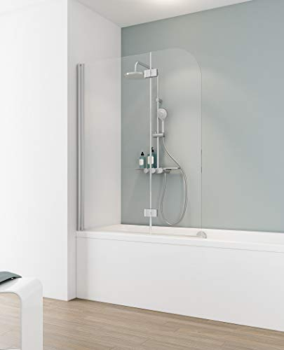 Schulte pare baignoire 112x140 cm, 2 volets, argenté réversible verre 5 mm | volets 71 x 41 cm pivotants rabattable à 180° verre trempé