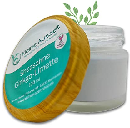 Kleine Auszeit Manufaktur Sheasahne Ginkgo Limette, reichhaltige Bodylotion, vegan, ohne Palmöl, plastikfrei 100 ml
