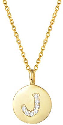 AGVANA Initialen Halskette mit Buchstabe Silber 925 Vergoldet Zirkonia Namen Alphabet A bis Z Anhänger Namenskette Kette für Damen Frauen,Kettenlänge: 45cm(J)