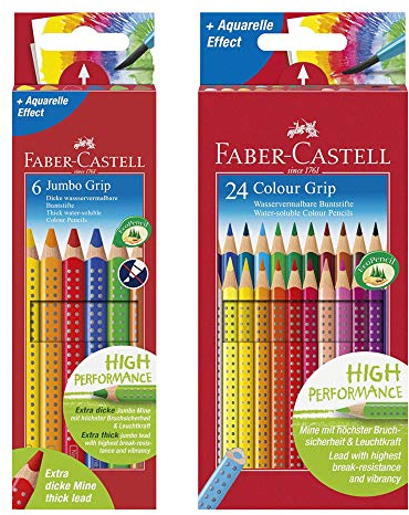 Faber-Castell 110906 - Buntstifte Jumbo Grip, 6er Kartonetui + 24er Colour Grip
