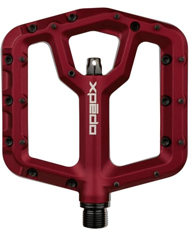 XPEDO Trident Flat Pedals | 6061 Forged Aluminum Body, Cromoly Spindle, Ultra-Thin 10mm Profile, 48 Grub Pins, 350g Pair – Ideal for MTB, Downhill, Dirt Jumping | Red