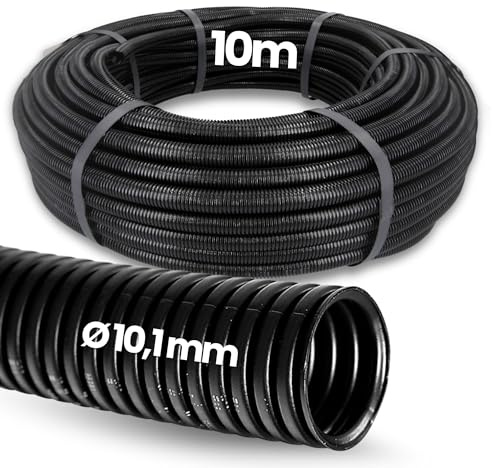 Kalitec Tubería corrugada cerrada NW 10 I Manguera corrugada sin ranura I Tubería de protección de Marten I Tubo vacío I Protección de cable AD 12,7 mm ID 10,1 mm