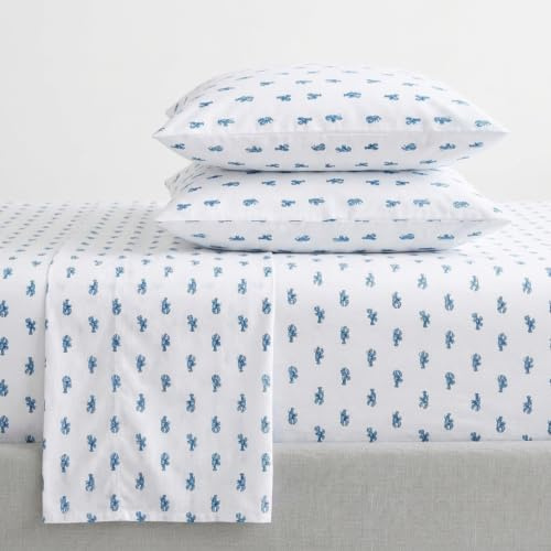 Nautica Bettwäsche-Set für Doppelbett, Baumwoll-Perkal-Bettwäsche-Set, voll elastisch, ideal für Schlafsaal (Cloyster Blue, Twin)