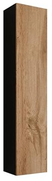 Mirjan24 Hängevitrine Vigo 180, Vitrinenschrank, Griffloses Öffnen, Stauraumvitrine Hochschrank, Wohnzimmer Highboard, Schrank, Vitrine (Schwarz/Eiche Wotan)