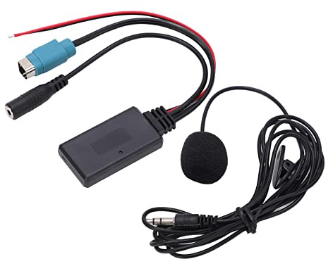 EBTOOLS Cavo Bluetooth Stereo Aux-In per Auto, Sostituzione per Alpine KCE-237B e Lettori CD dal 2009, Bluetooth 5.0, MP3, WMA, WAV, FLAC, DSD, Microfono Rimovibile, ABS, Nero Popolare