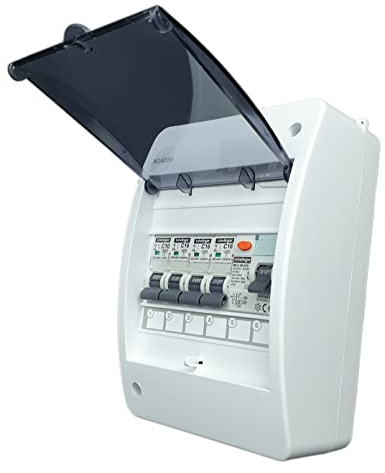 RoadEu - Leitungsschutzschalter - Stromverteiler 230V mit Fi Schutzschalter - Sicherungsautomat C 16A und 10A in einem Verteilerkasten Aufputz