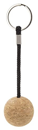 BLUECHOLON Porte-clés flottant en forme de boule fabriqué en liège naturel avec cordon en polyester et anneau métallique., Liège, Taille Unique