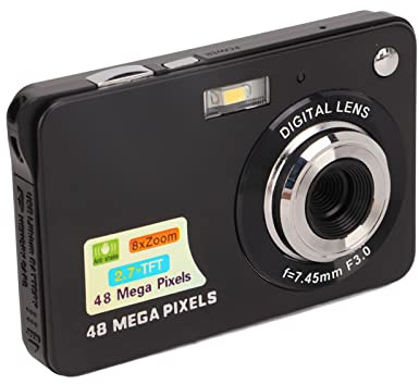 Digitalkamera 4K Ultra HD Minikamera, 48MP Kompaktkamera Taschenkamera mit 8 fachem Zoom und 2,7 Zoll LCD, Integriertem Fülllicht, Digitale Babykamera für Kinder, Teenager, Jungen, Mädchen, Erwachsene